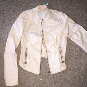 Cream color  faux leather  jacket